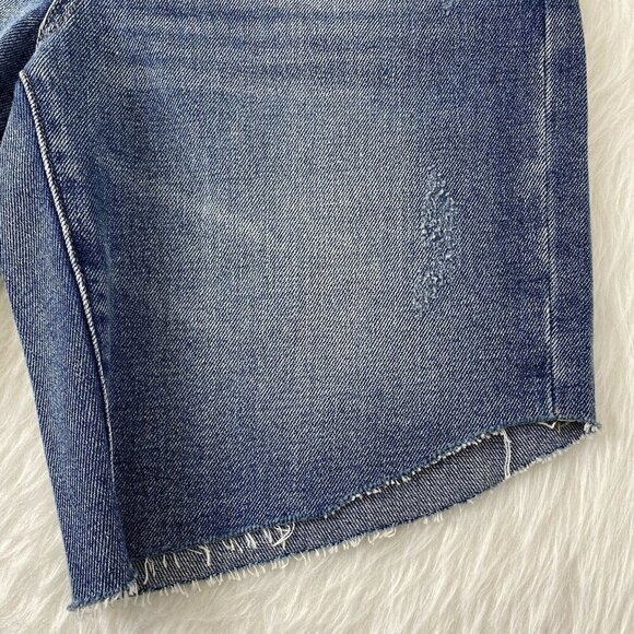 BLANKNYC Women's size 28 Tomboy Blue Jean Bermuda Shorts Raw Hem Distressed NEW - Picture 8 of 10